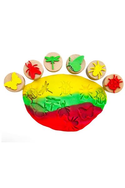 Childgen / Böcekler ahşap damga set (6 adet damga) Çok Renkli