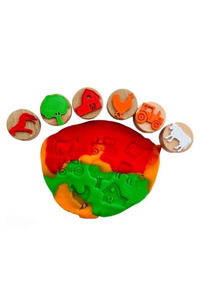 Childgen / Çiftlik ahşap damga set (6 adet damga) Çok Renkli