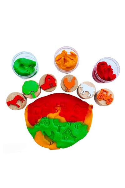 Childgen / Çiftlik ahşap damga set (6 adet damga) Çok Renkli