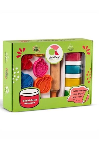 Childgen / PREMIUM SET -  MEYVELER VE SEBZELER* 4 adet oyun hamuru*1 adet merdane*12 adet detaylı kalıp Çok Renkli