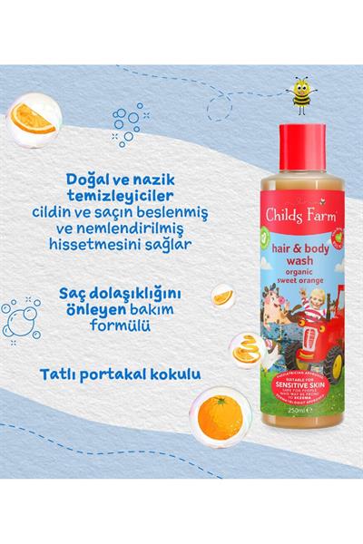 Childsfarm / Organik Tatlı Portakal Özlü Çocuk Saç ve Vücut Şampuanı Renksiz
