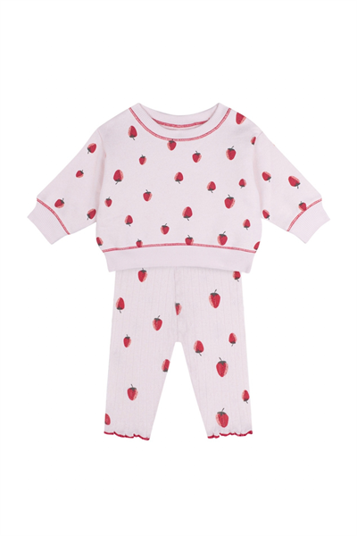 Antebies / Çilek Sweatshirt Pantolon Set Pembe