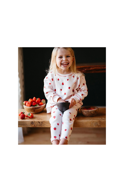 Antebies / Çilek Sweatshirt Pantolon Set Pembe