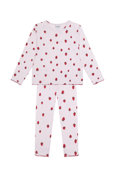Antebies / Çilek Uzun Kollu Pijama Takımı Pembe