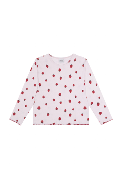 Antebies / Çilek Uzun Kollu Pijama Takımı Pembe
