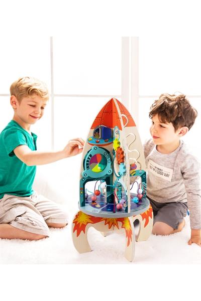 Classic World Ahşap Çoklu Aktivite Oyuncağı - Roket Çok Renkli
