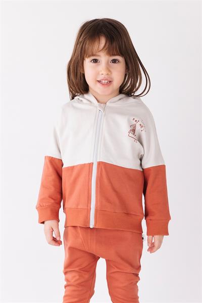 Littleyucca / Color-Block Kapüşonlu Sweatshirt Terracotta
