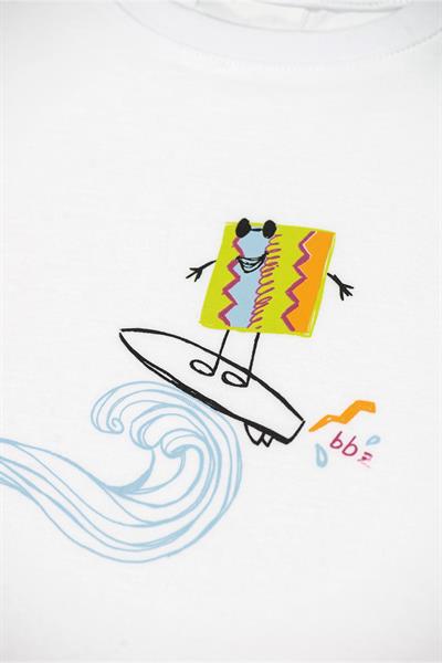Beetlebeez / Cool Surfer T-Shirt Kısa Kollu Baskılı Çocuk T-Shirt Beyaz