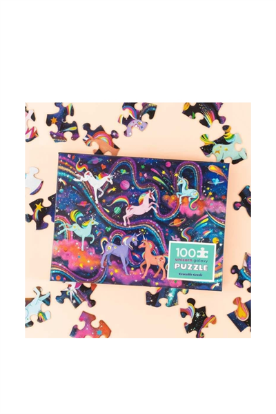 Crocodile Creek Puzzle - 100 Parça - Unicorn Galaksi Çok Renkli