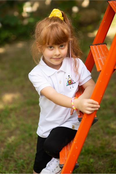 Beetlebeez / Cute Monster Kısa Kollu Çocuk Polo Yaka T-shirt Beyaz