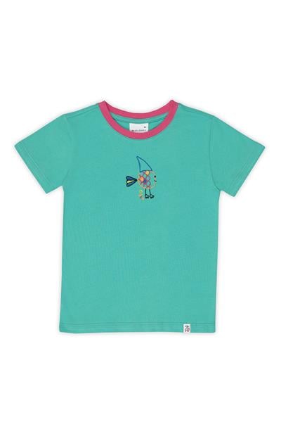 Beetlebeez / Cute Shark T-Shirt Kısa Kollu Nakışlı Çocuk T-Shirt - (Pembe Ribana) Mint