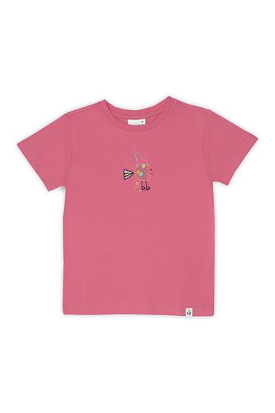 Beetlebeez / Cute Shark T-Shirt Kısa Kollu Nakışlı Çocuk T-Shirt Pembe