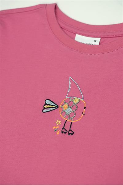 Beetlebeez / Cute Shark T-Shirt Kısa Kollu Nakışlı Çocuk T-Shirt Pembe