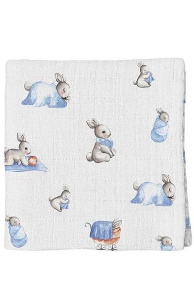 Deux Lapins / Bébé Lapin Müslin Bebek Örtü 100x100 cm std