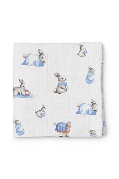 Deux Lapins / Bébé Lapin Müslin Bebek Örtü 120x120 cm std