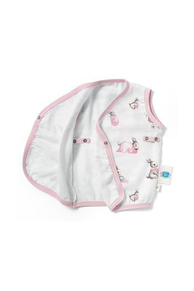 Deux Lapins / Bébé Lapin Rose Müslin Bebek Yelek std