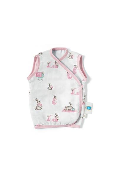 Deux Lapins / Bébé Lapin Rose Müslin Bebek Yelek std