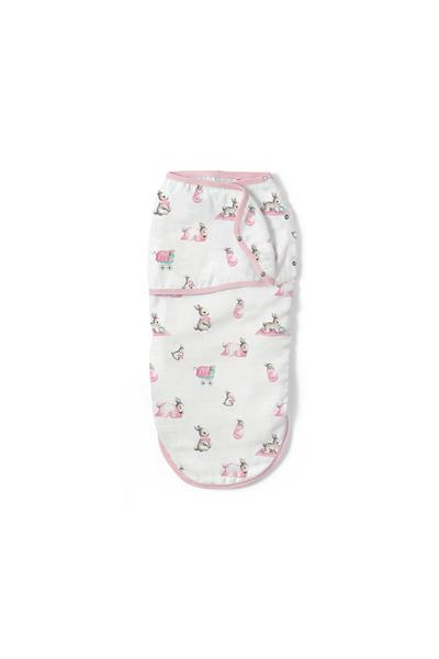 Deux Lapins /  Bébé Lapin Rose Müslin Bebek Hazır Kundak std