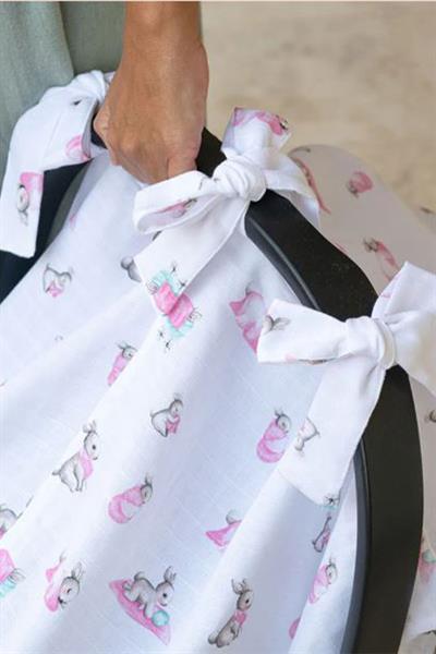 Deux Lapins / Bébé Lapin Rose Puset Örtüsü std