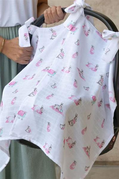 Deux Lapins / Bébé Lapin Rose Puset Örtüsü std
