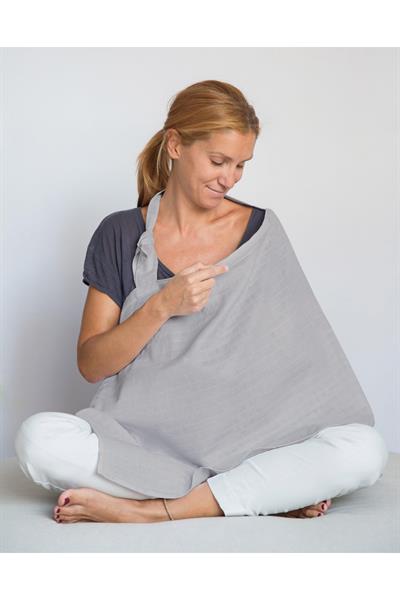Deux Lapins / Cotton Grey Müslin Bebek Emzirme Önlüğü std