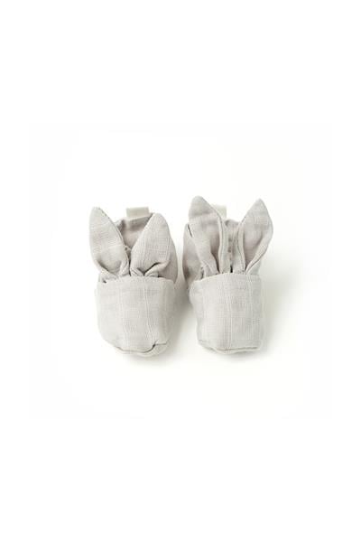 Deux Lapins / Cotton Grey Tavşan Kulaklı Müslin Bebek Patik std