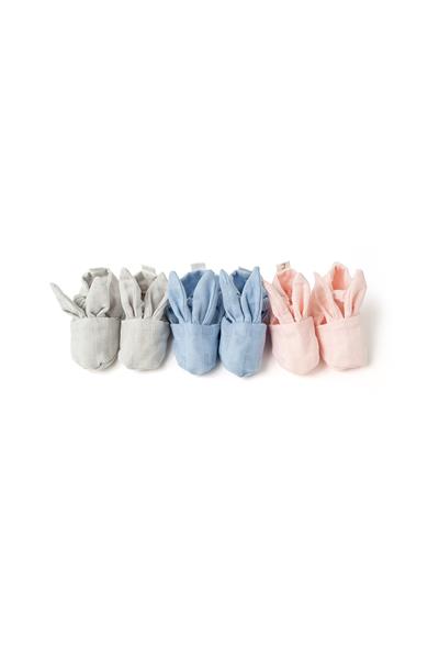 Deux Lapins / Cotton Grey Tavşan Kulaklı Müslin Bebek Patik std