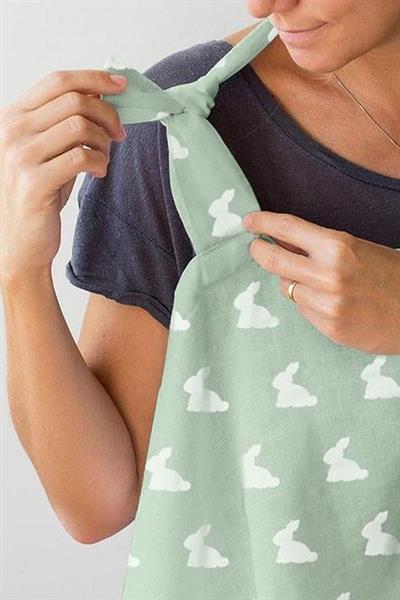 Deux Lapins / Mono Lapin Matcha Green - Müslin Bebek Emzirme Önlüğü Çok Renkli