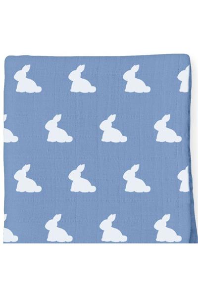 Deux Lapins / Mono Lapin Royal Blue - Müslin Örtü 70x70cm std