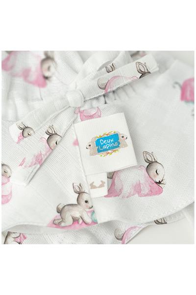 Deux Lapins / Müslin Bebek Şapkası - Bébé Lapin Rose std