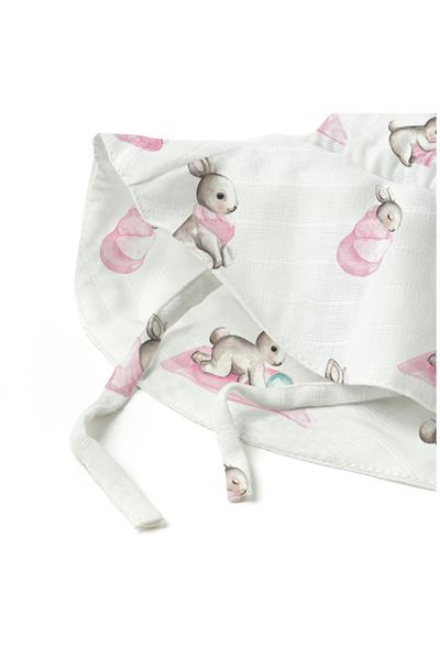 Deux Lapins / Müslin Bebek Şapkası - Bébé Lapin Rose std