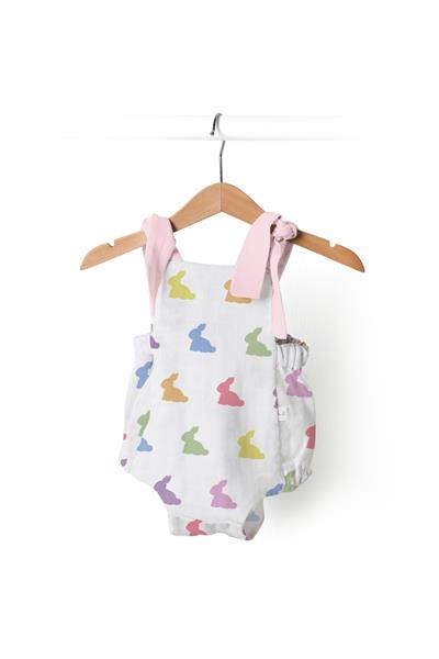 Deux Lapins / Müslin Bebek Tulum - Rainbow Lapin Pink std