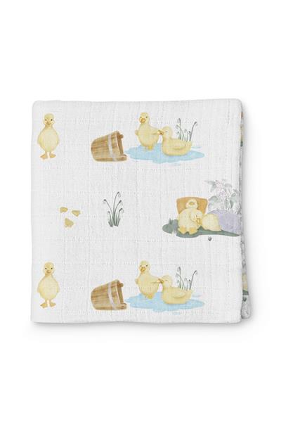 Deux Lapins / Petits Canetons Müslin Bebek Örtüsü 100x100 cm std