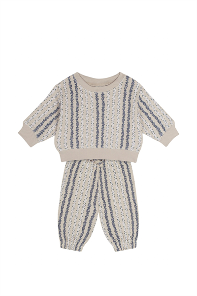 Antebies / Dikey Çiçek Sweatshirt Pantolon Set Krem