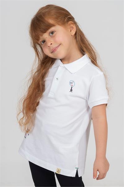 Beetlebeez / Dizzy Scooter Kısa Kollu Çocuk Polo Yaka T-shirt Beyaz