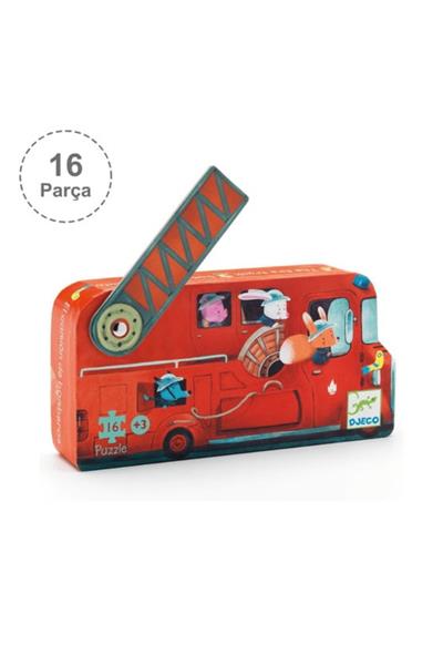 Djeco Dekoratif Puzzle 16 Parça - The Fire Truck Çok Renkli