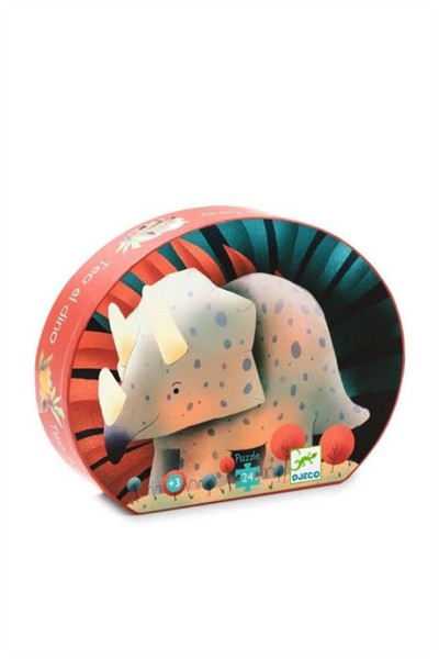 Djeco Dekoratif Puzzle 24 Parça / Teo the Dinosaur Çok Renkli