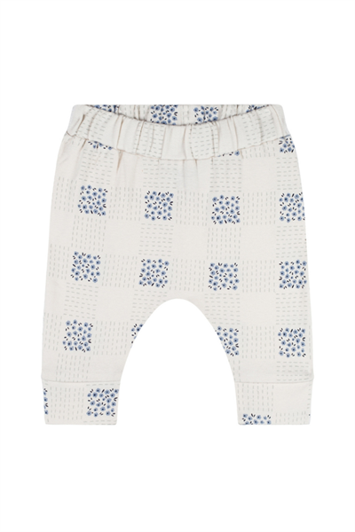 Antebies / Ekose Çiçek Uzun Kollu Tshirt Pantolon Set Krem