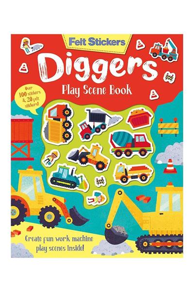 Imagine That / Felt Stickers - Diggers Play Scene Book Çok Renkli