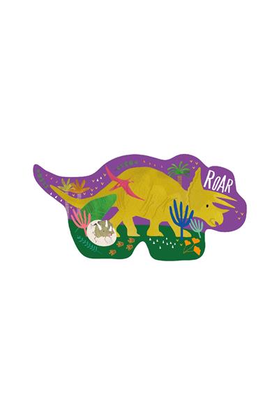 FLOSS & ROCK 12 Parça Şekilli Kutulu Yap-Boz / Dinosaur Çok Renkli