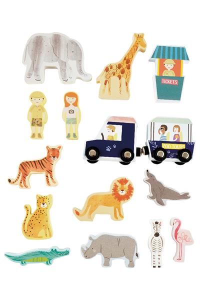 FLOSS & ROCK Ahşap Figürlü Oyun Kutuları/Jungle Çok Renkli