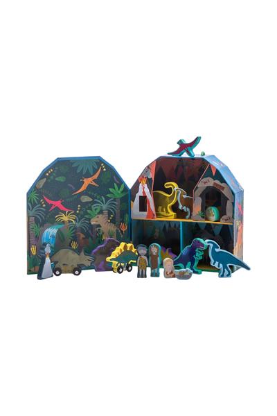 FLOSS & ROCK Ahşap Figürlü Oyun Kutuları / Dino Çok Renkli