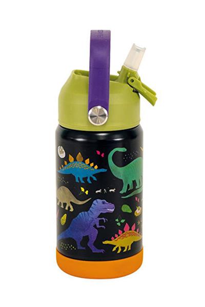 FLOSS & ROCK Paslanmaz Çelik Pipetli Suluk / Dino Çok Renkli