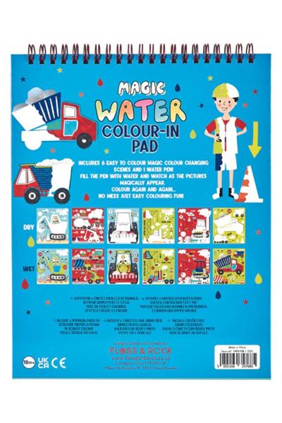 FLOSS&ROCK / Renk Değiştiren Water Magic Boyama Kitabı / Construction Çok Renkli
