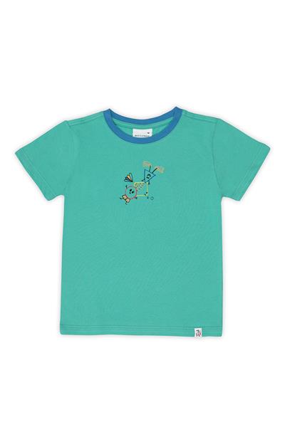 Beetlebeez / Geometric Bubbles T-Shirt Kısa Kollu Nakışlı Çocuk T-Shirt - (Mavi Ribana) Mint