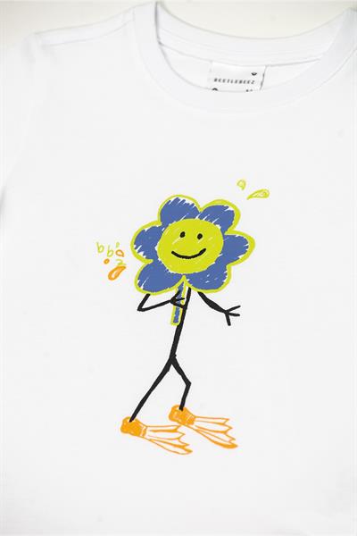 Beetlebeez / Happy Flippers T-Shirt Kısa Kollu Baskılı Çocuk T-Shirt Beyaz