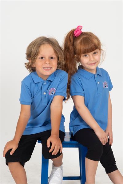 Beetlebeez / Happy Rainbow Kısa Kollu Çocuk Polo Yaka T-shirt Mavi
