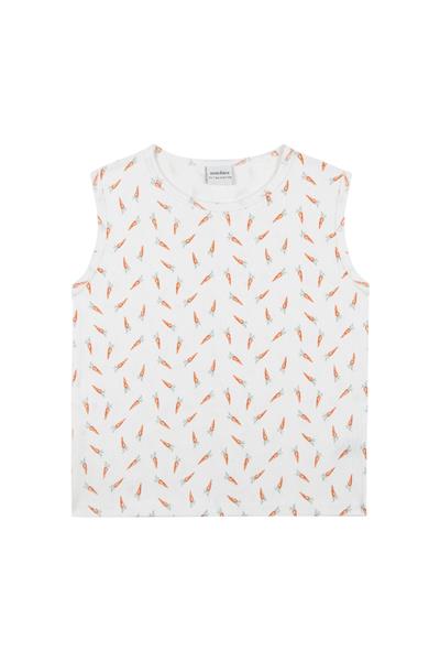 Havuç Tarlası Şortlu Pijama Takımı Beyaz