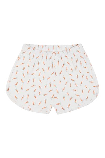 Havuç Tarlası Şortlu Pijama Takımı Beyaz
