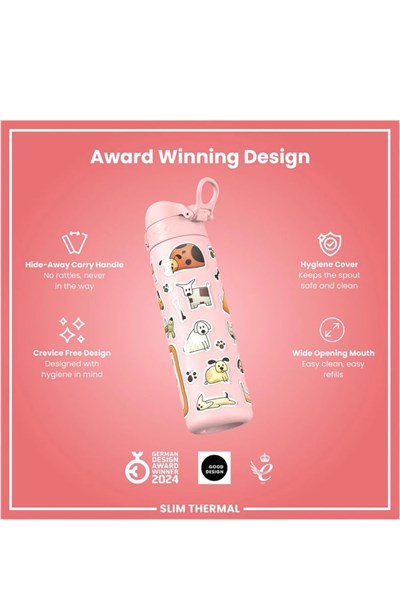 ION8 - İnce Su Termosu - Köpekler - 500 ml - Sızdırmaz Çok Renkli